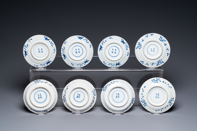 Twenty Chinese blue and white saucers and nineteen cups, Kangxi and later