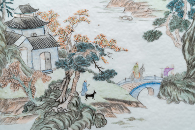 A Chinese qianjiang cai 'landscape' plaque, 19/20th C.
