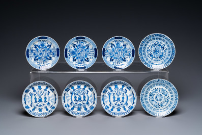 Twenty Chinese blue and white saucers and nineteen cups, Kangxi and later