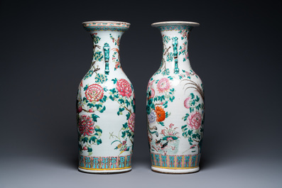 Two Chinese famille rose vases with phoenixes and pheasants, 19th C.