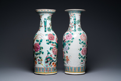 Two Chinese famille rose vases with phoenixes and pheasants, 19th C.