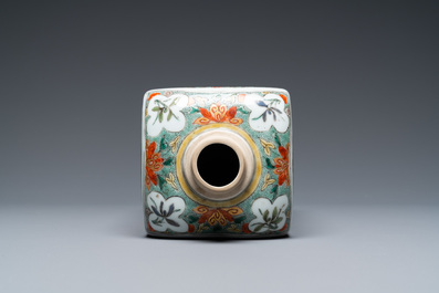 A Chinese square famille verte bottle, Kangxi