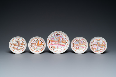 Un service &agrave; th&eacute; de 15 pi&egrave;ces en porcelaine de Chine famille rose, Qianlong