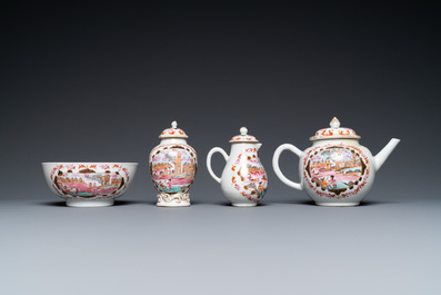 Un service &agrave; th&eacute; de 15 pi&egrave;ces en porcelaine de Chine famille rose, Qianlong