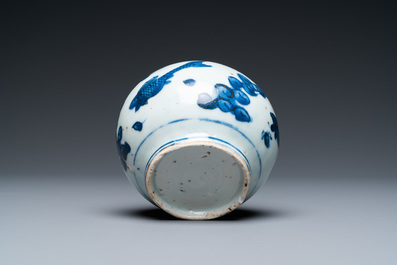 A Chinese blue and white 'carps' vase, Wanli