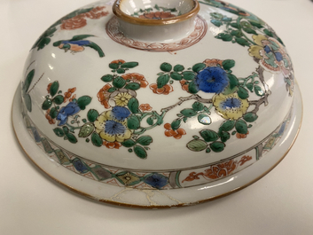 A large Chinese famille verte covered bowl, Kangxi