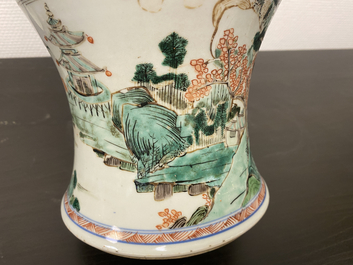 A Chinese famille verte 'yenyen' vase with a landscape, Kangxi