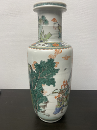 A fine Chinese famille verte rouleau vase, Kangxi