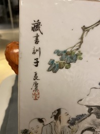 Un vase de forme 'cong' en porcelaine de Chine qianjiang cai, 19&egrave;me