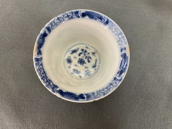 Two Chinese blue and white reticulated bowls, Transitional period and Kangxi