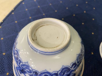 Two Chinese blue and white reticulated bowls, Transitional period and Kangxi