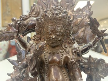 A Sino-Tibetan bronze figure of Mahakala, 17/18th C.