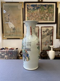 A Chinese two-sided qianjiang cai and famille rose vase, 19/20th C.