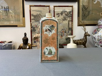 A Chinese square famille verte bottle, Kangxi