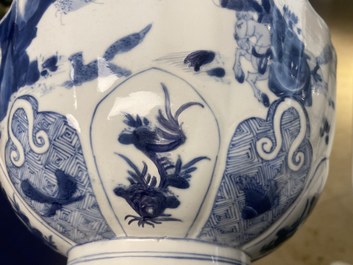 Two Chinese blue and white bowls, Kangxi and Wanli