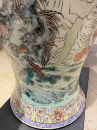 A large Chinese famille rose 'immortals' vase, Republic