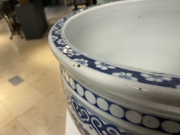 Een Chinese blauw-witte viskom, 19e eeuw