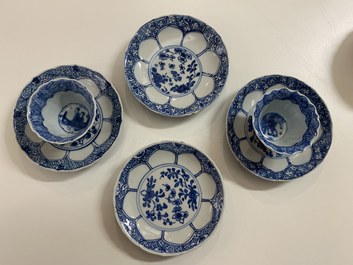 Vingt-quatre tasses et vingt-cinq soucoupes en porcelaine de Chine en bleu et blanc, famille rose, verte et de style Imari, Kangxi et apr&egrave;s