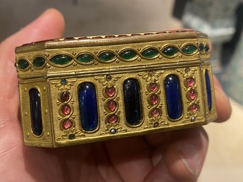 A Chinese embellished gilt-copper enamel snuff box and cover, Canton, Qianlong