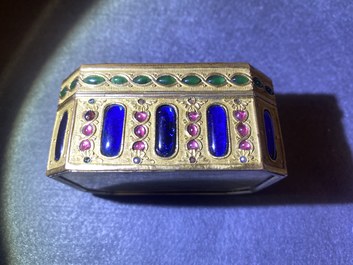 A Chinese embellished gilt-copper enamel snuff box and cover, Canton, Qianlong