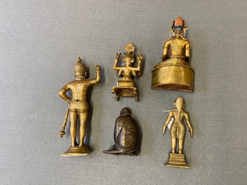 Cinq figures en bronze, Inde, Japon et Tibet, 19/20&egrave;me