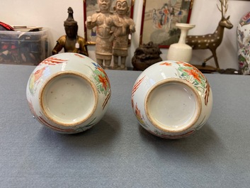 A pair of Chinese Dutch-decorated Kakiemon-style bottle vases, Kangxi