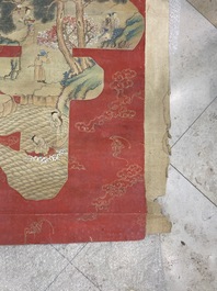 Ecole chinoise, encre et couleurs sur papier: 'Caract&egrave;re Shou aux immortels', 19&egrave;me