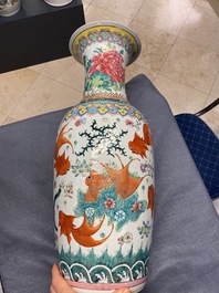 A Chinese famille rose 'goldfish' vase, 19th C.