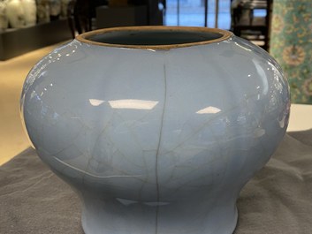 A Chinese monochrome lavender-blue vase, Qianlong