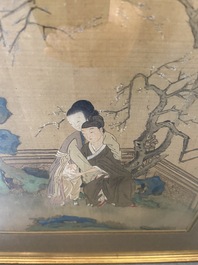 Ecole chinoise, encre et couleurs sur soie: Huit sc&egrave;nes &eacute;rotiques et romantiques, 18/19&egrave;me