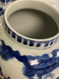 Three Chinese blue and white vases, 19th C.