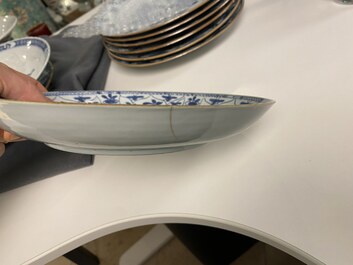 Eleven Chinese blue and white plates, Kangxi and later