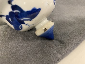 Three Chinese blue and white vases, 19th C.