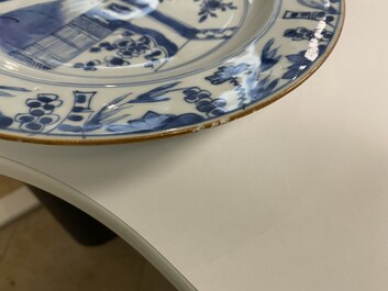 Eleven Chinese blue and white plates, Kangxi and later