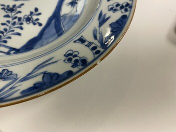 Eleven Chinese blue and white plates, Kangxi and later