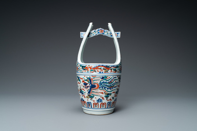 A Japanese wucai-style bucket for the Chinese market, Wanli mark, Republic