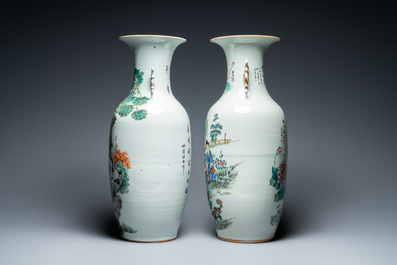 Deux vases en porcelaine de Chine famille rose, 19/20&egrave;me