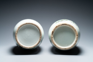 Deux vases en porcelaine de Chine famille rose, 19/20&egrave;me