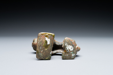 Two large Luristan bronze disc-headed clothing pins, Iran, 1st millenium BC  - Rob Michiels Auctions