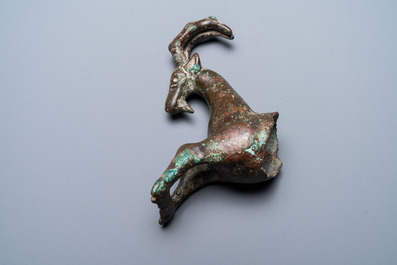 A Luristan bronze fragment of a ram, Iran, 1st millenium BC