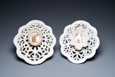 A pair of reticulated Italian white-glazed dishes, Faenza, 17th C.