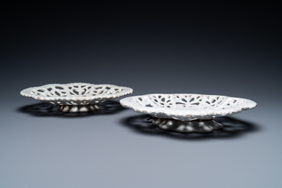 A pair of reticulated Italian white-glazed dishes, Faenza, 17th C.