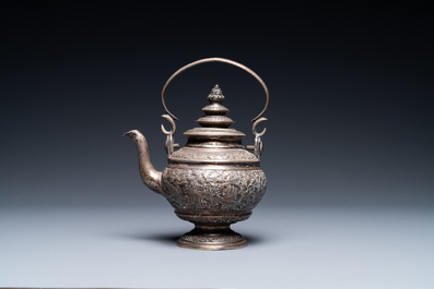 A Thai silver teapot and cover, 19th C.