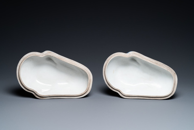 A pair of Chinese blue and white duck-shaped tureens and covers, Republic