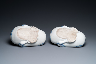 A pair of Chinese blue and white duck-shaped tureens and covers, Republic