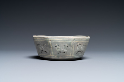 A Korean inlaid celadon-glazed octagonal brush washer, probably Goryeo, 14/15th C.