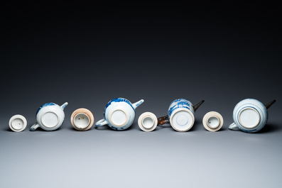 Four Chinese blue and white teapots and covers, Kangxi