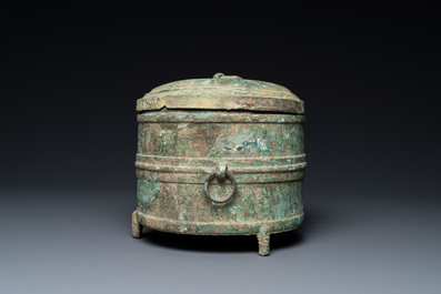 A Vietnamese bronze wine warming bowl and cover, Han-Viet, 1st C. BC/3rd C.