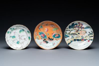 Three Chinese famille rose plates, Daoguang/Guangxu