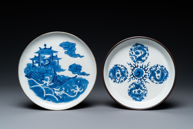 Two Chinese 'Bleu de Hue' plates for the Vietnamese market, 19/20th C.